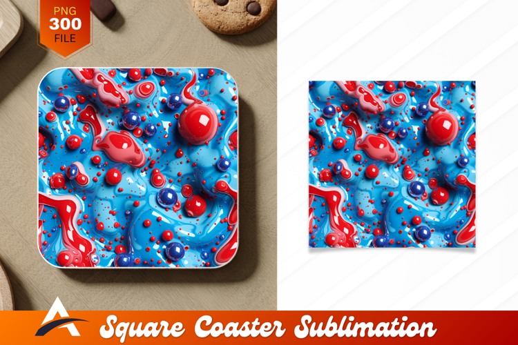 Abstract Modern Blue And Red Coaster Design