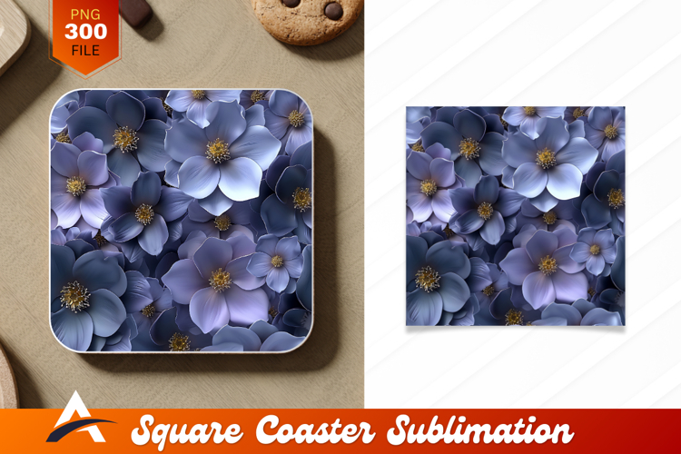 Elegant Seamless Floral Pattern With Soft Blue Coaster