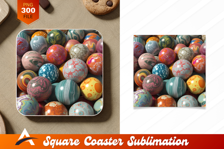 Abstract Marbled Spheres Coaster Design Sublimation
