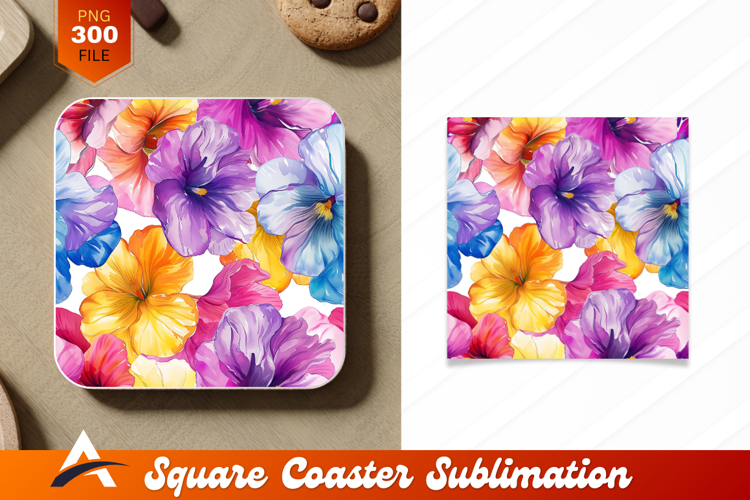 Watercolor Flower Petals Seamless Pattern Coaster Design