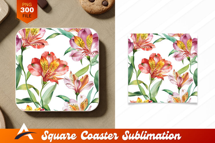 Elegant Alstroemeria Floral Pattern For Coaster Design example image 1