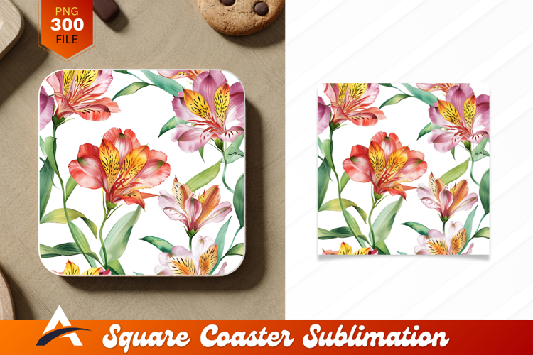 Elegant Alstroemeria Floral Pattern For Coaster Design