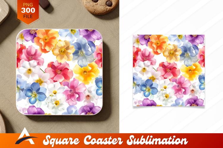 Watercolor Floral Pattern For Coaster Design