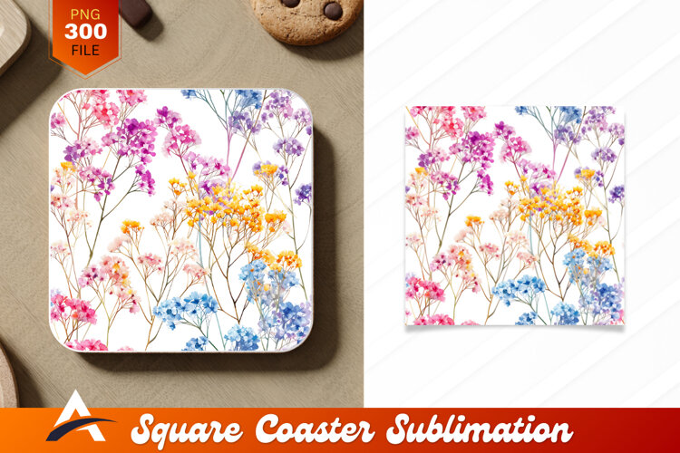 Watercolor Floral Pattern For Textile Or Coaster Design example image 1