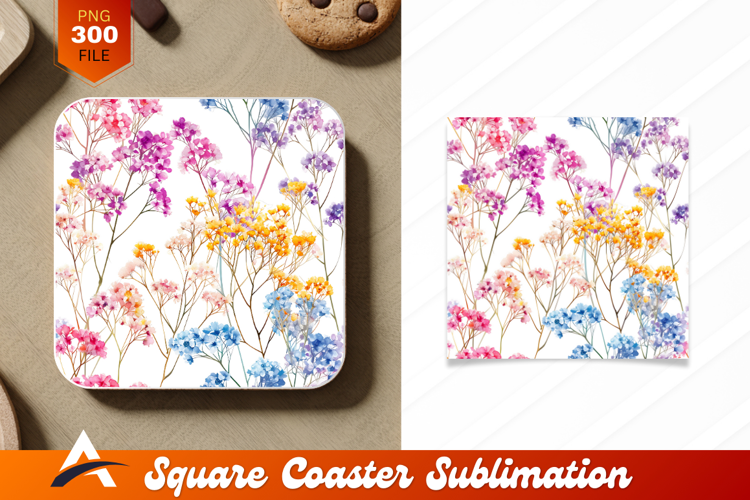 Watercolor Floral Pattern For Textile Or Coaster Design