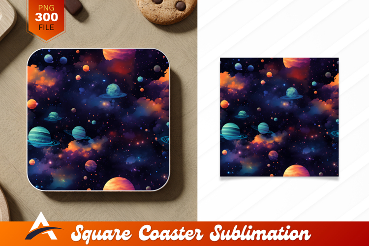 Colorful Planets In Space Coaster Design