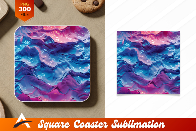 Abstract Fluid Art With Coastline Coaster Designs