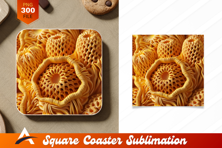Abstract Yellow Coaster Design Detailed Macro View