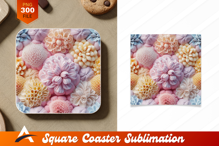 3D Flower Coaster Design Pastel Colors