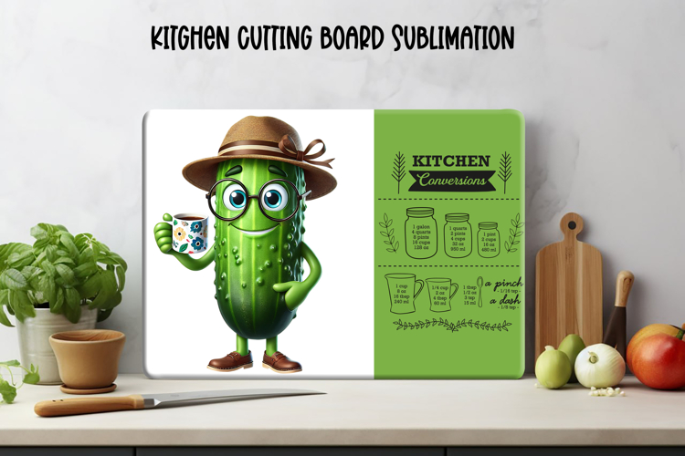 Kitchen conversion chart cutting board | Cucumber board