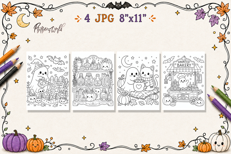 Cozy Spooky Halloween Coloring Pages | Pumpkin Patch