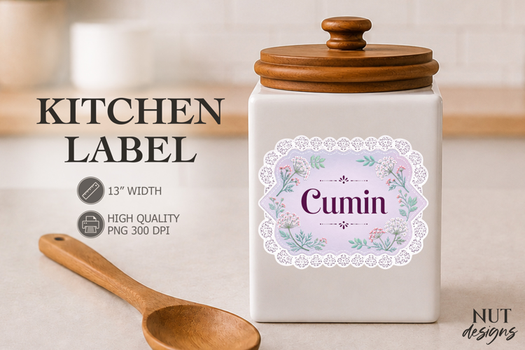 Vintage Cumin Herb Kitchen Lace Label Pantry Label