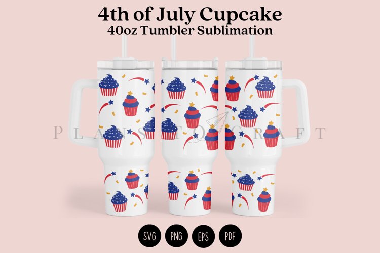 Cupcake 4th of July 40oz Tumbler Sublimation Wrap