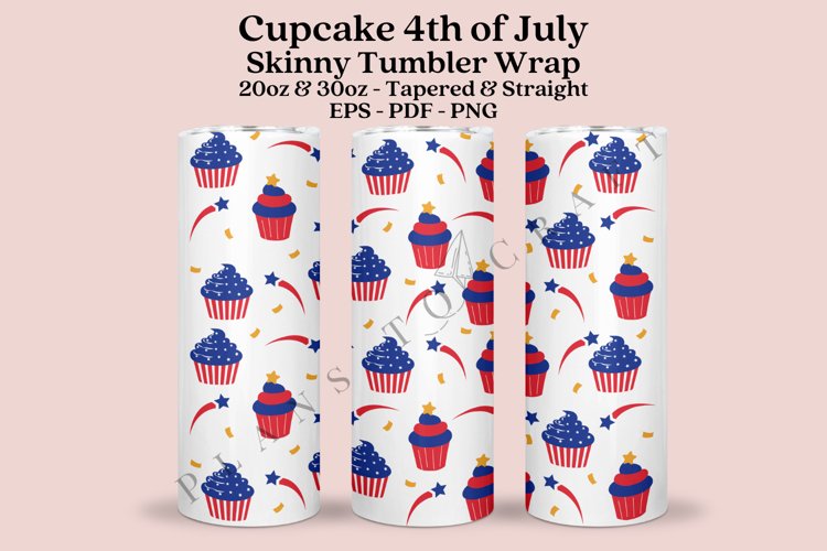cupcake 4th of july skinny tumbler sublimation design for 20oz and 30oz skinny tumbler sublimation wrap