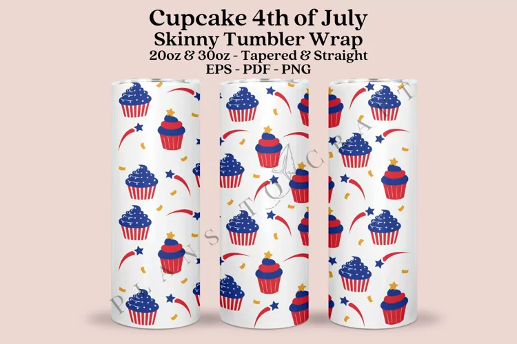 Cupcake 4th of July Skinny Tumbler Sublimation Wrap