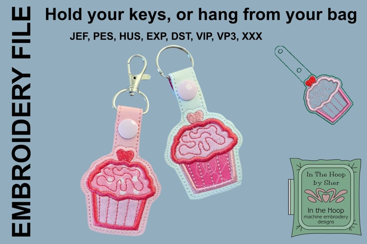 Cupcake Valentine Key Fob or Bag Tag - Snap Tab