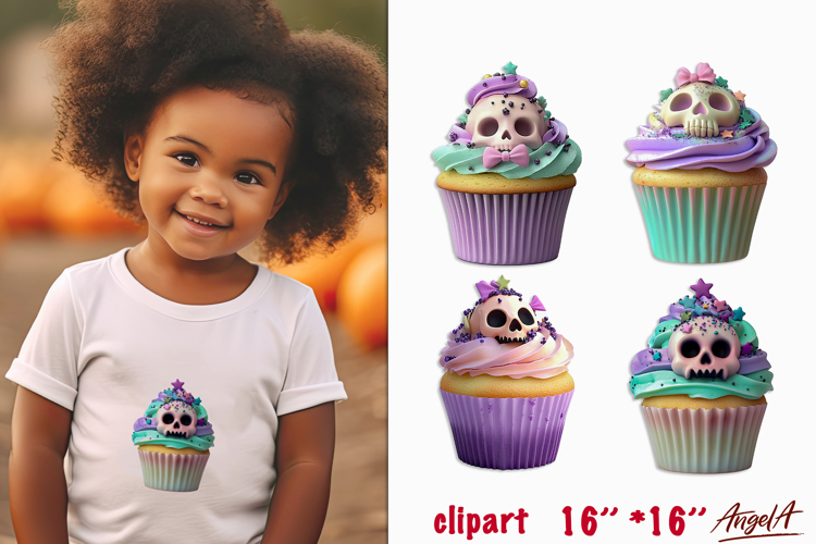 Spooky cupcake clipart Skull Halloween clipart PNG