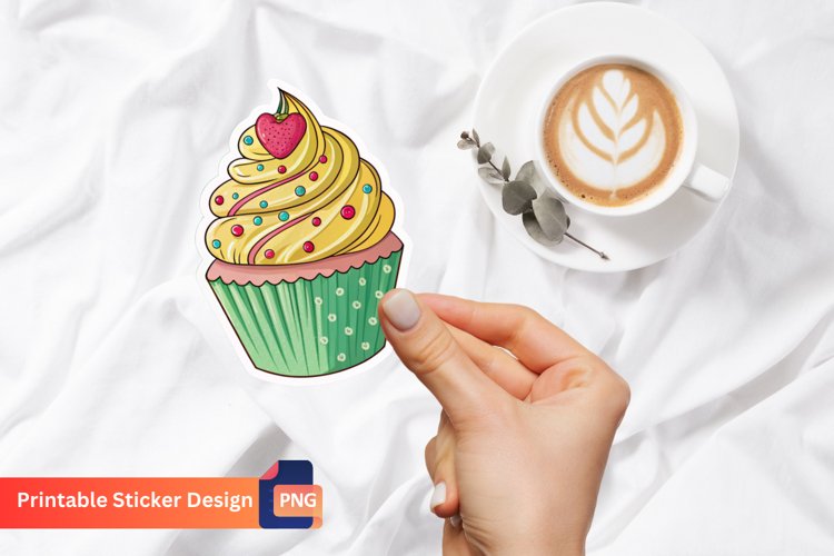 Cupcake Sticker, Dessert Sticker, Sweet Treat Sticker example image 1