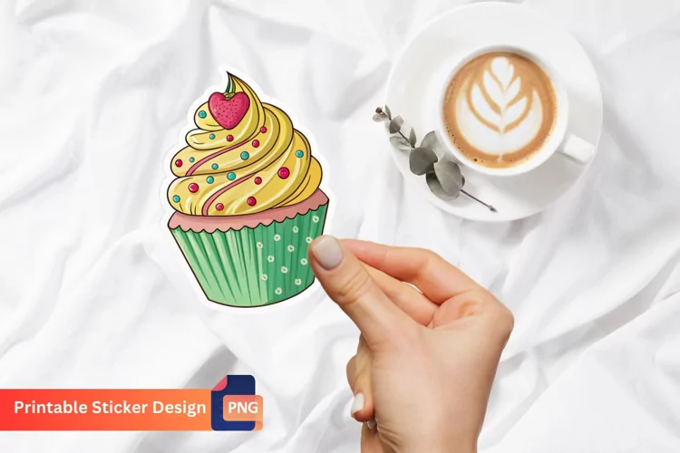 Cupcake Sticker, Dessert Sticker, Sweet Treat Sticker