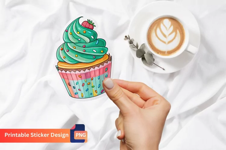Cupcake Sticker, Dessert Sticker, Sweet Treat Sticker