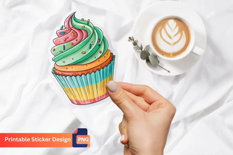 Cupcake Sticker, Dessert Sticker, Sweet Treat Sticker
