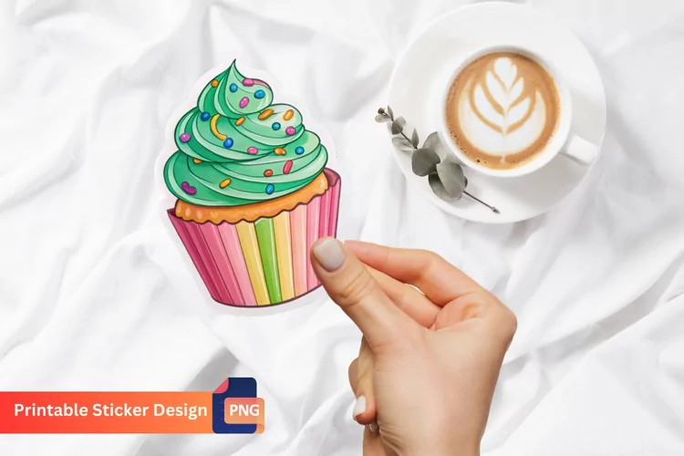 Cupcake Sticker, Dessert Sticker, Sweet Treat Sticker