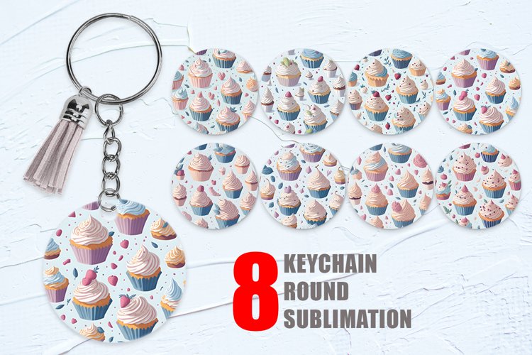 Cupcake Watercolor Keychain | Keyring