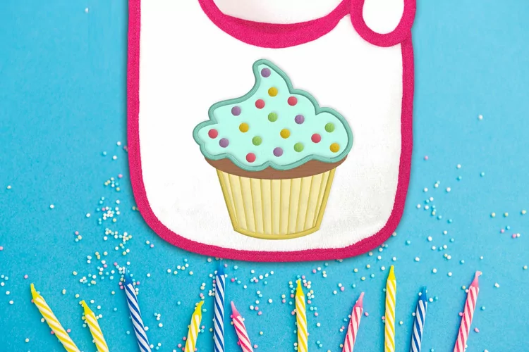 Cupcake with Sprinkles Applique Embroidery File