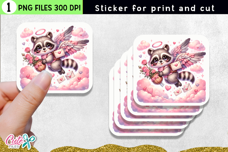 Cupic Raccoon Sticker for print and cut sticker