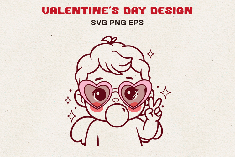 Cupid Baby with Heart Glasses Cute Valentine SVG PNG EPS
