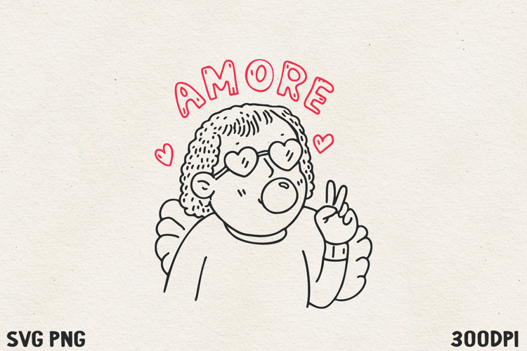 Cupid Blowing Bubble Gum SVG PNG | Funny Valentine Angel.