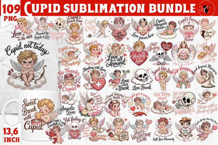 Cute & funny Valentine Clipart bundle | Anti Valentine Cupid