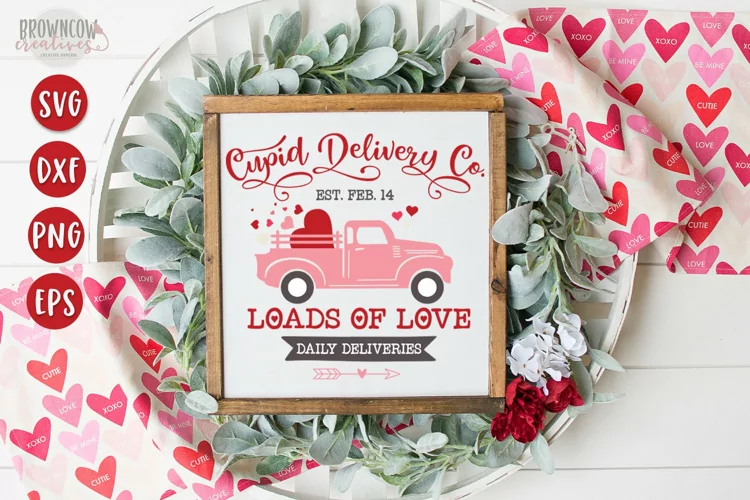 Cupid Delivery Co SVG, Farmhouse Valentine Sign SVG