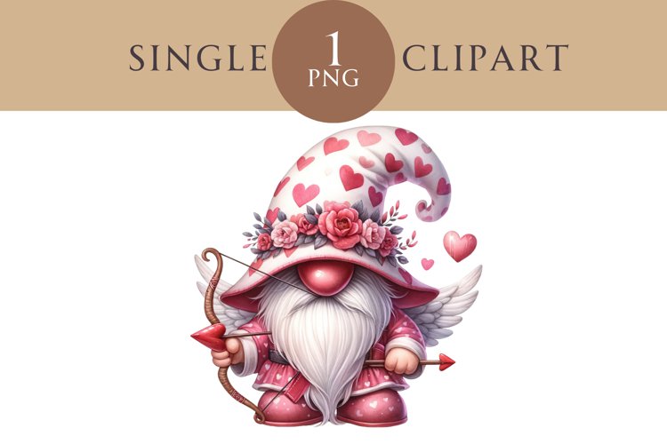 Valentines Gnome Cupid Clipart PNG Single Image