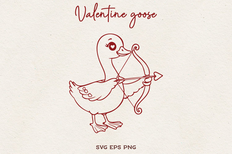 Valentine Goose SVG | Cute Love Goose Line Art SVG PNG