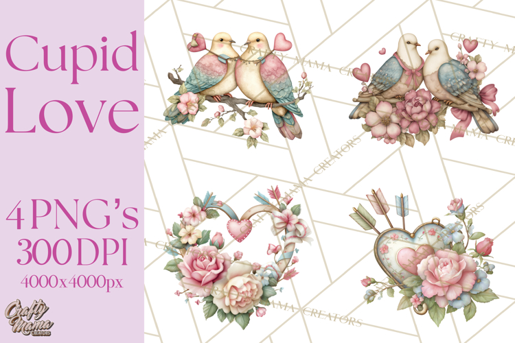 Cupid and Cherub Valentine Clipart PNG Romantic Love