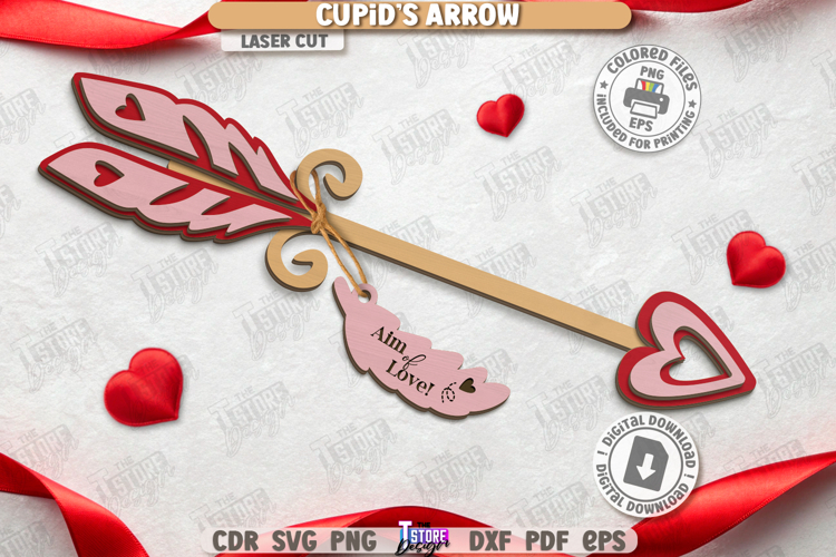 Cupid’s Arrow Laser Cut |Happy Valentine’s Day SVG| 3D Arrow