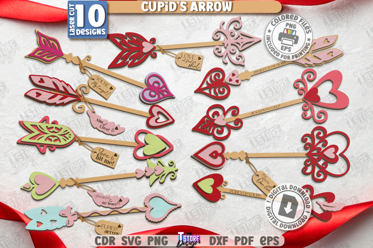 3D Cupids Arrows Laser Cut Bundle|Happy Valentine’s Day SVG