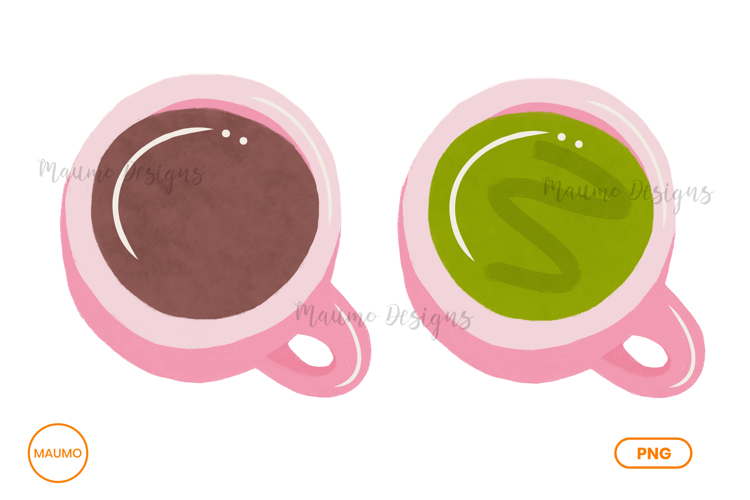 Coffee and matcha cups png