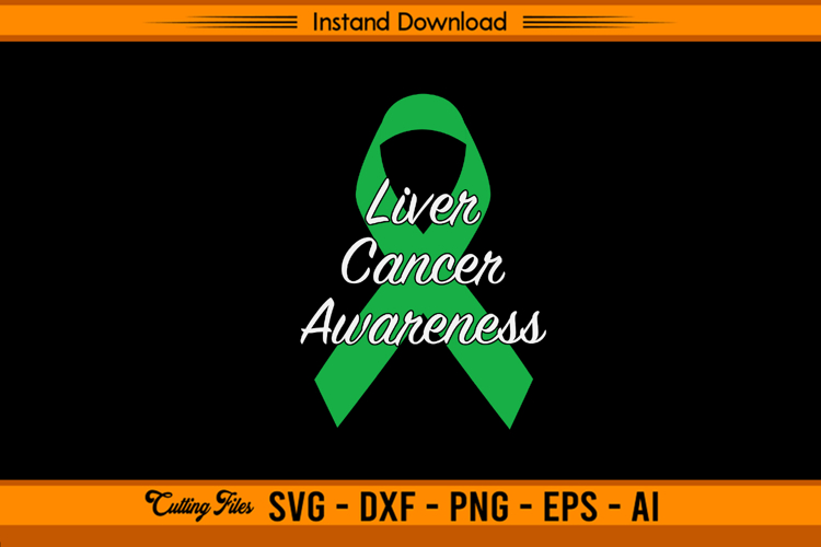 Liver Cancer Awareness Green Ribbon SVG Design File