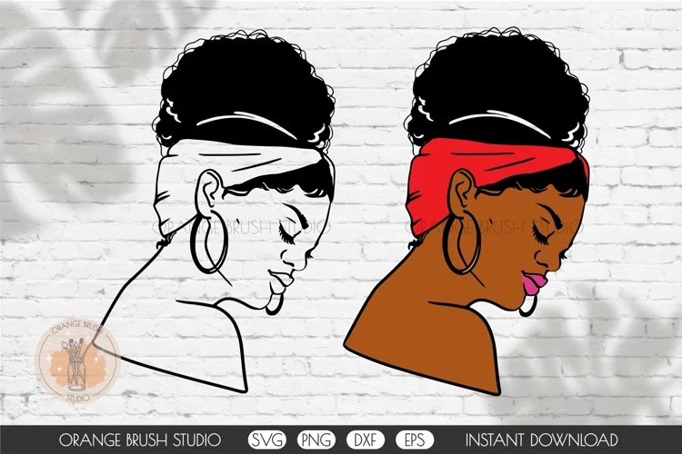 Curly Black Woman SVG Afro Messy Bun