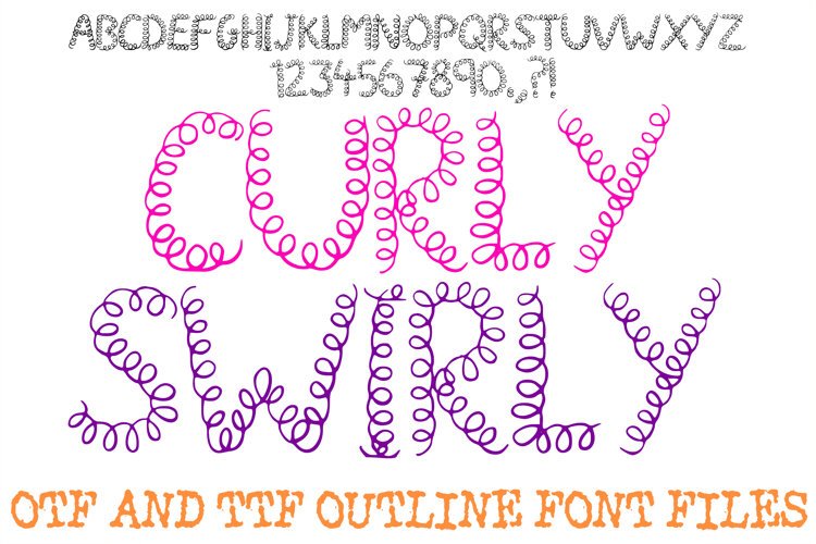 Curly Swirly Handwriting ABC Font Hand Drawn Letters Alphabet OTF TTF