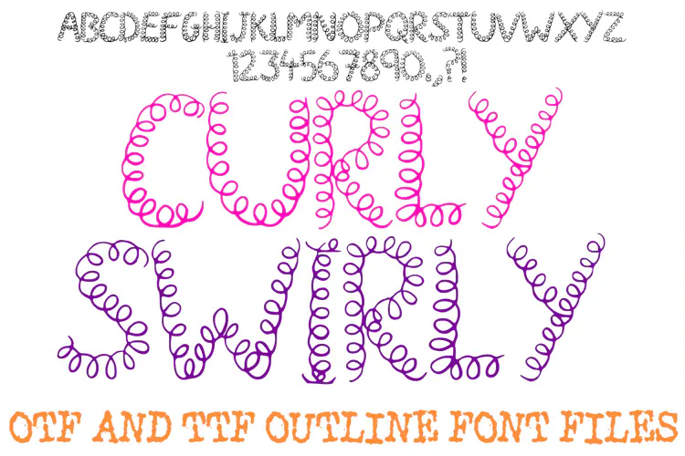 Curly Swirly Handwriting ABC Font Hand Drawn Letters