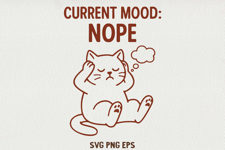 Sarcastic Cat Illustration Funny Lazy Line Art Kitty SVG PNG