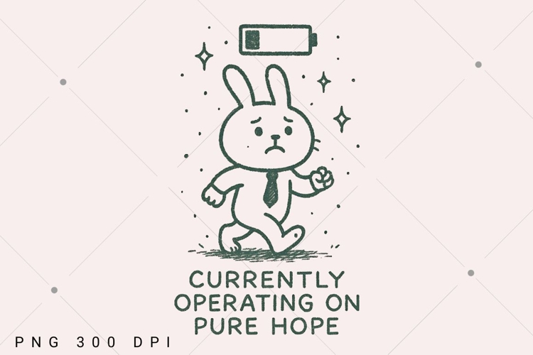 Currently Operating on Pure Hope PNG, Cute Exhausted Bunny