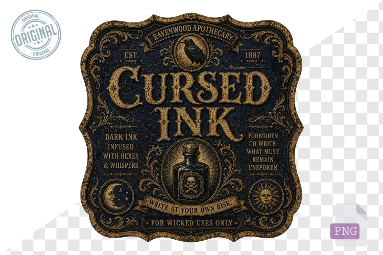Cursed Ink Ravenwood Apothecary Halloween PNG Label