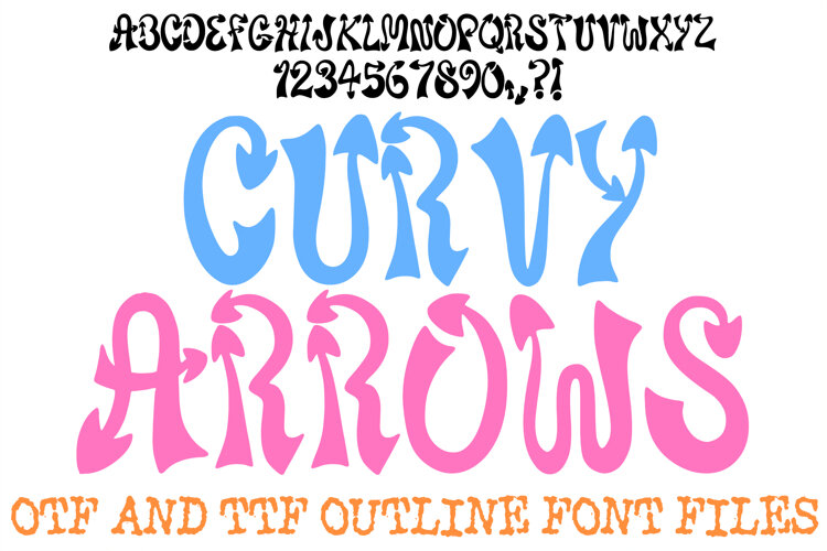 Curvy Arrows ABC Font Typeface Alphabet OTF TTF Illustration