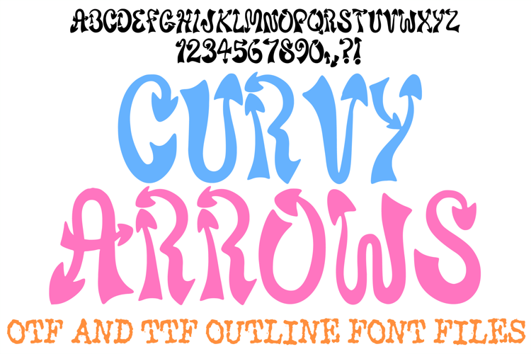 Curvy Arrows ABC Font Typeface Alphabet OTF TTF Illustration
