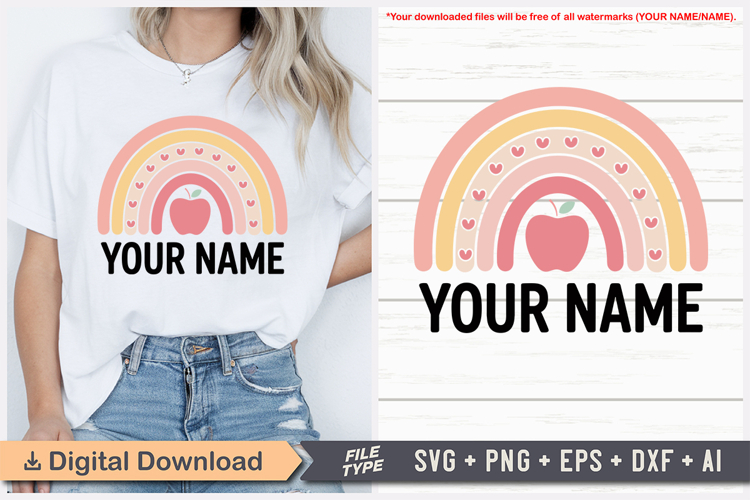 Custom Boho Rainbow Name Label SVG | Back to School Name Tag