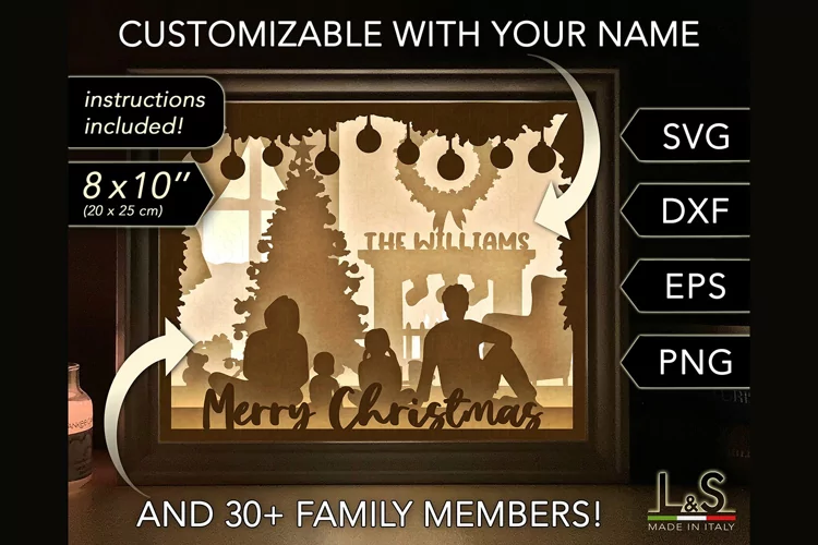 Christmas Shadow Box SVG | Customizable Family File